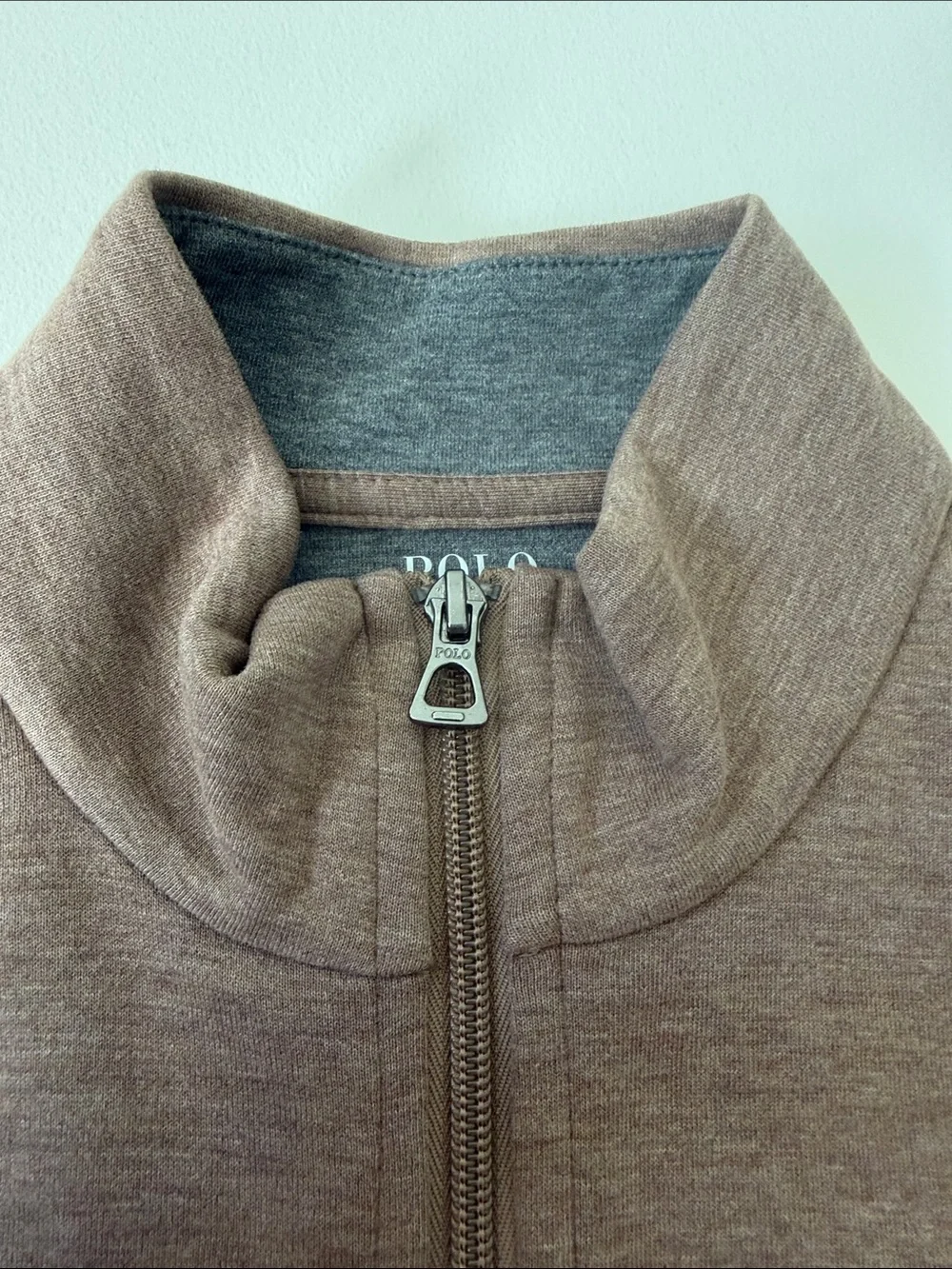 Polo Ralph Lauren NWT Quarter-Zip Pullover Sweatshirt heathered taupe/brown